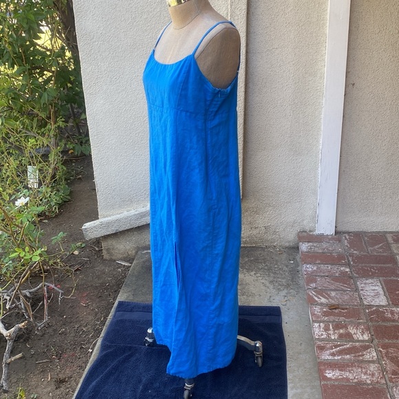 Zara linen blend gorgeous royal blue midi slit dress w/ great spaghetti straps - Picture 6 of 15